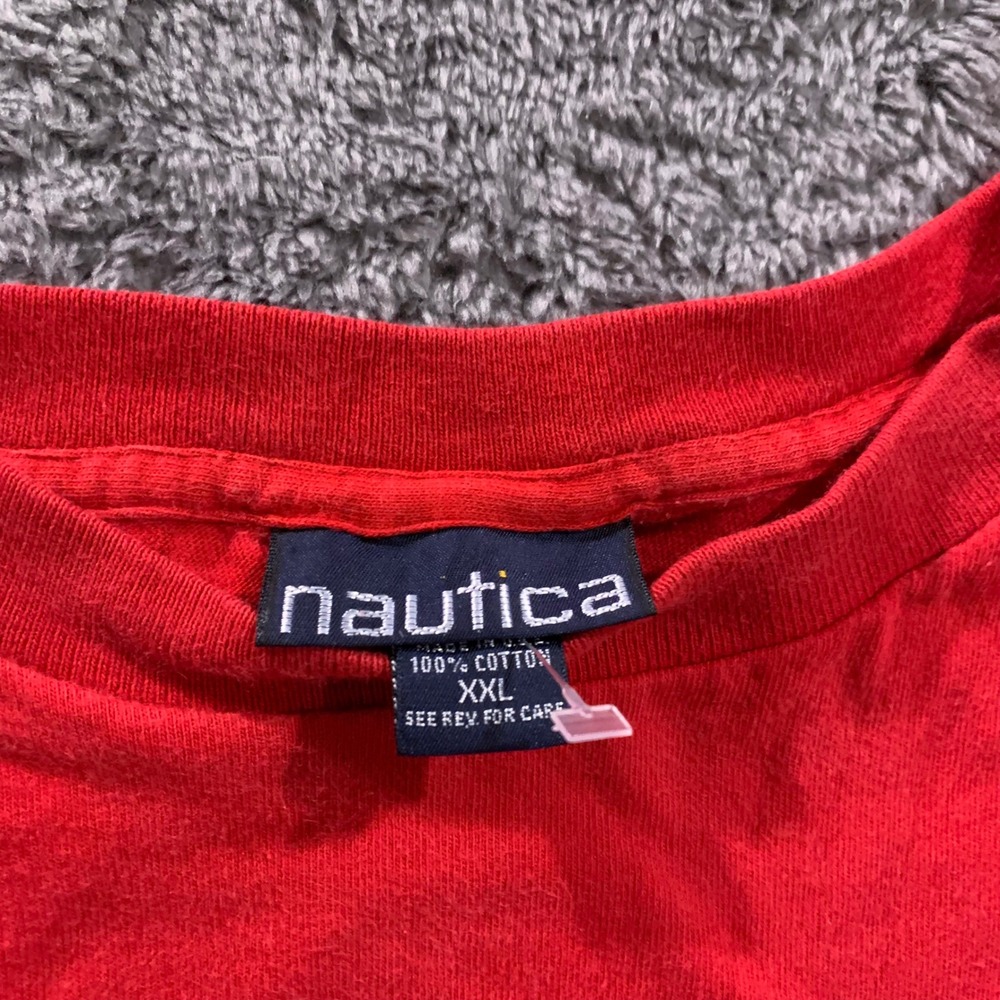 Vintage 90s Nautica Red Graphic T-Shirt Mens XXL Made in USA 90s Sportswear Tee - Picture 4 of 8